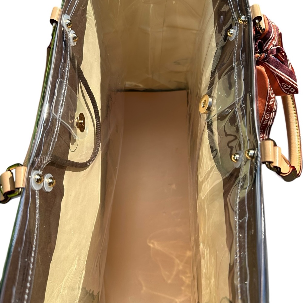 Authentic Louis Vuitton Shopping Bag with clear PVC, handles and crossbody rings - Picture 5 of 10